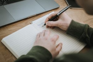 Focused daily routine, writing in a journal